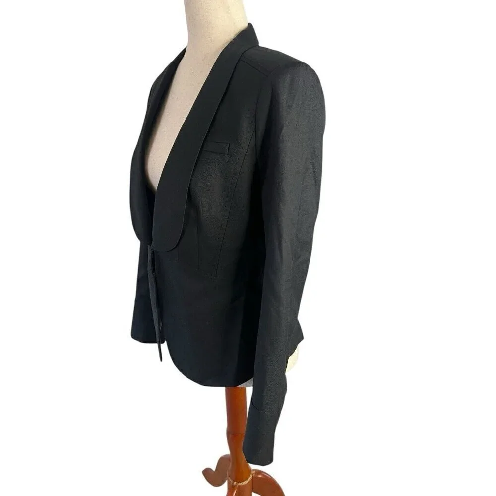 Tory Burch Black Wool Blend Blazer Small Sz 4 Office Siren Designer Chic